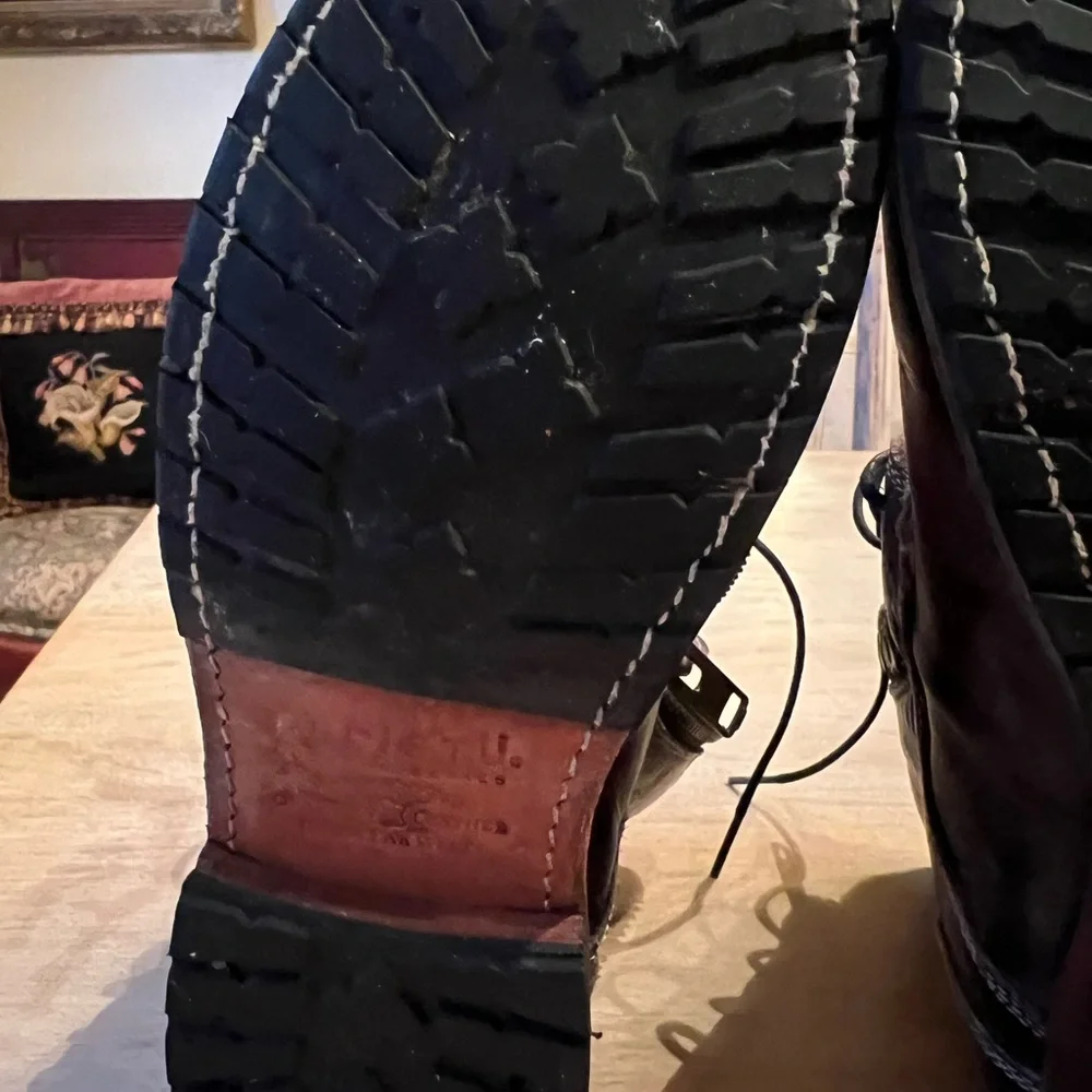 Bed Stu Distressed Black Leather Combat Boots - Picture 8 of 8